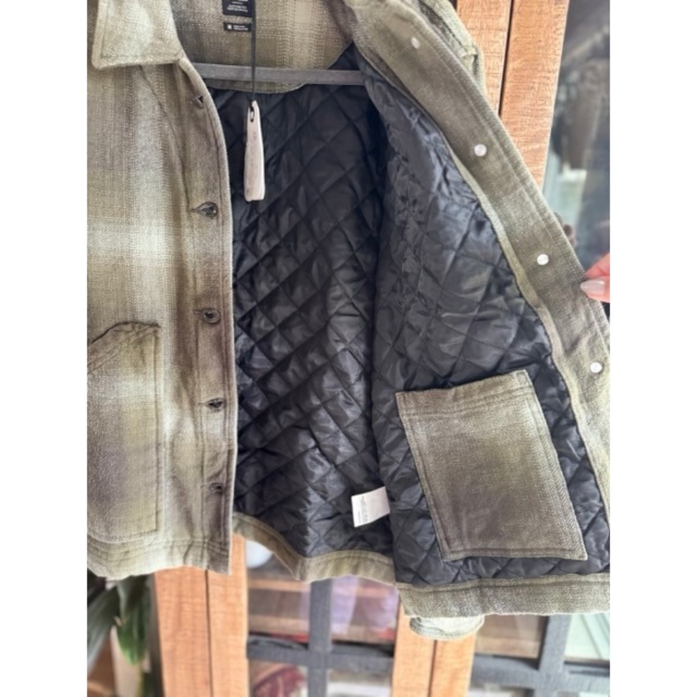 Prana Bridges Flannel Jacket Cargo Green Plaid Quilted Lining Womens M NEW - Picture 7 of 12